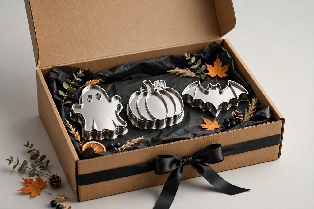 Set d'emporte-pièces Halloween 3D présenté en coffret cadeau