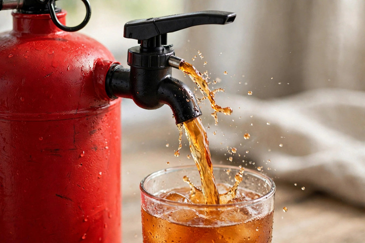 Gros plan sur le robinet-pompe versant une boisson