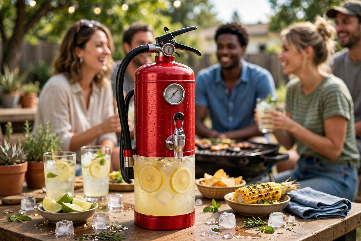 Distributeur extincteur sur une table de barbecue