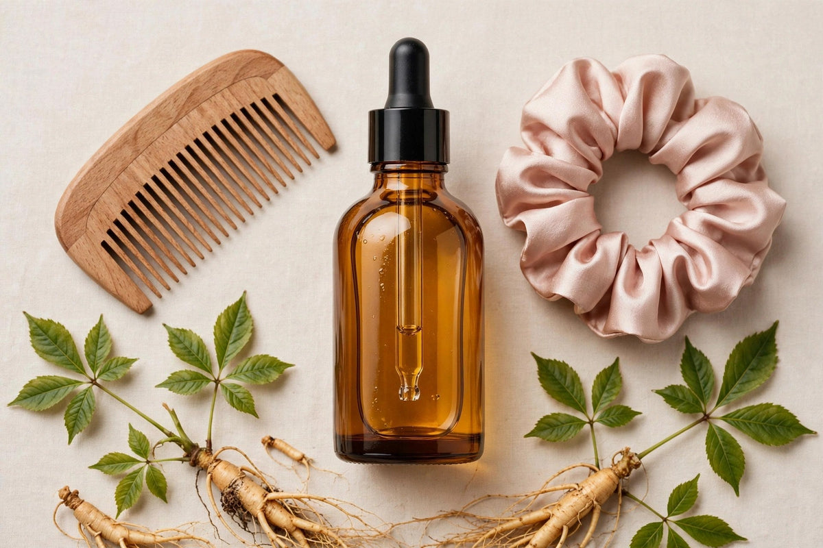 Huile capillaire coréenne avec peigne en bois et accessoires de soin