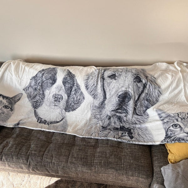 Plaid personnalisé avec portrait de chien imprimé