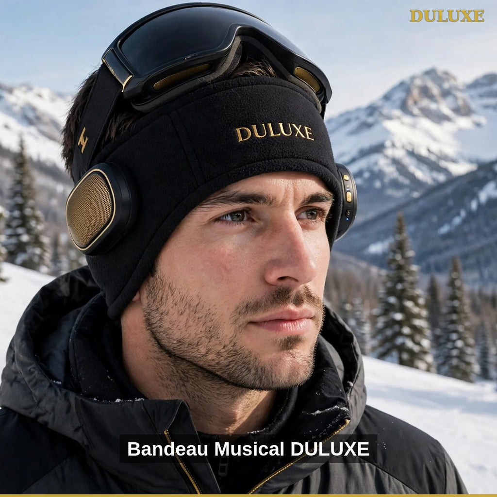 Vidéo démo du bandeau de ski musical Bluetooth DULUXE, haut-parleurs intégrés amovibles sur les pistes, en français