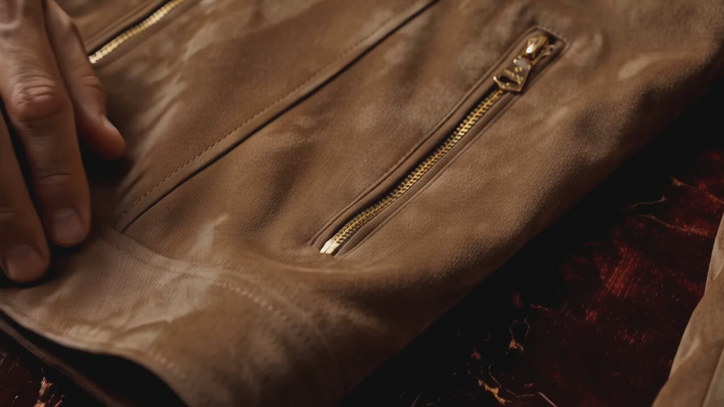 Démonstration vidéo : détails du suède velouté et port élégant de la veste pour homme DULUXE