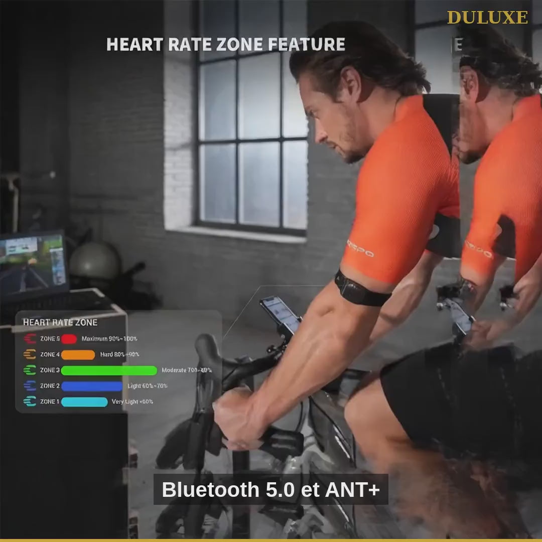 Vidéo démo du brassard cardiaque connecté DULUXE : connectivité, autonomie et contenu du colis en français