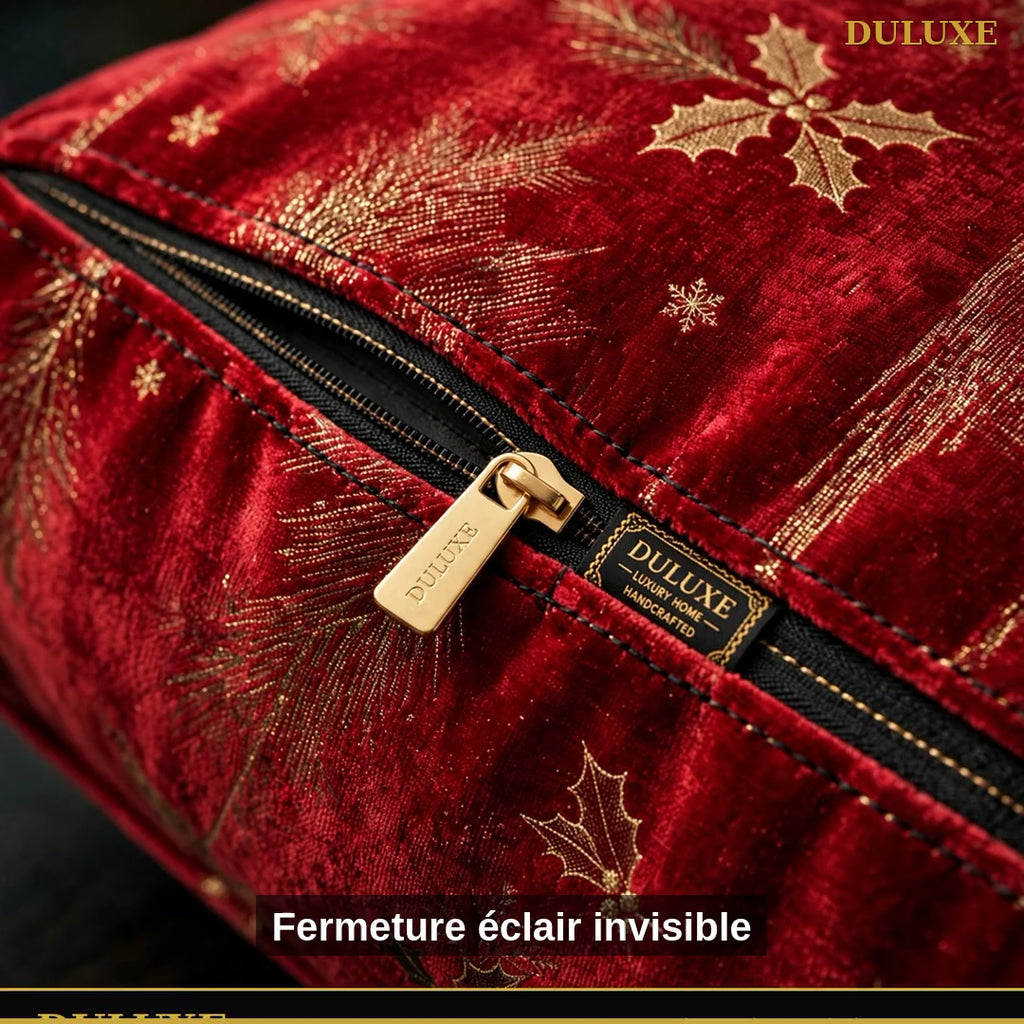 Vidéo démo des housses de coussin de Noël DULUXE : fermeture invisible, lot de 4 et idée cadeau, en français