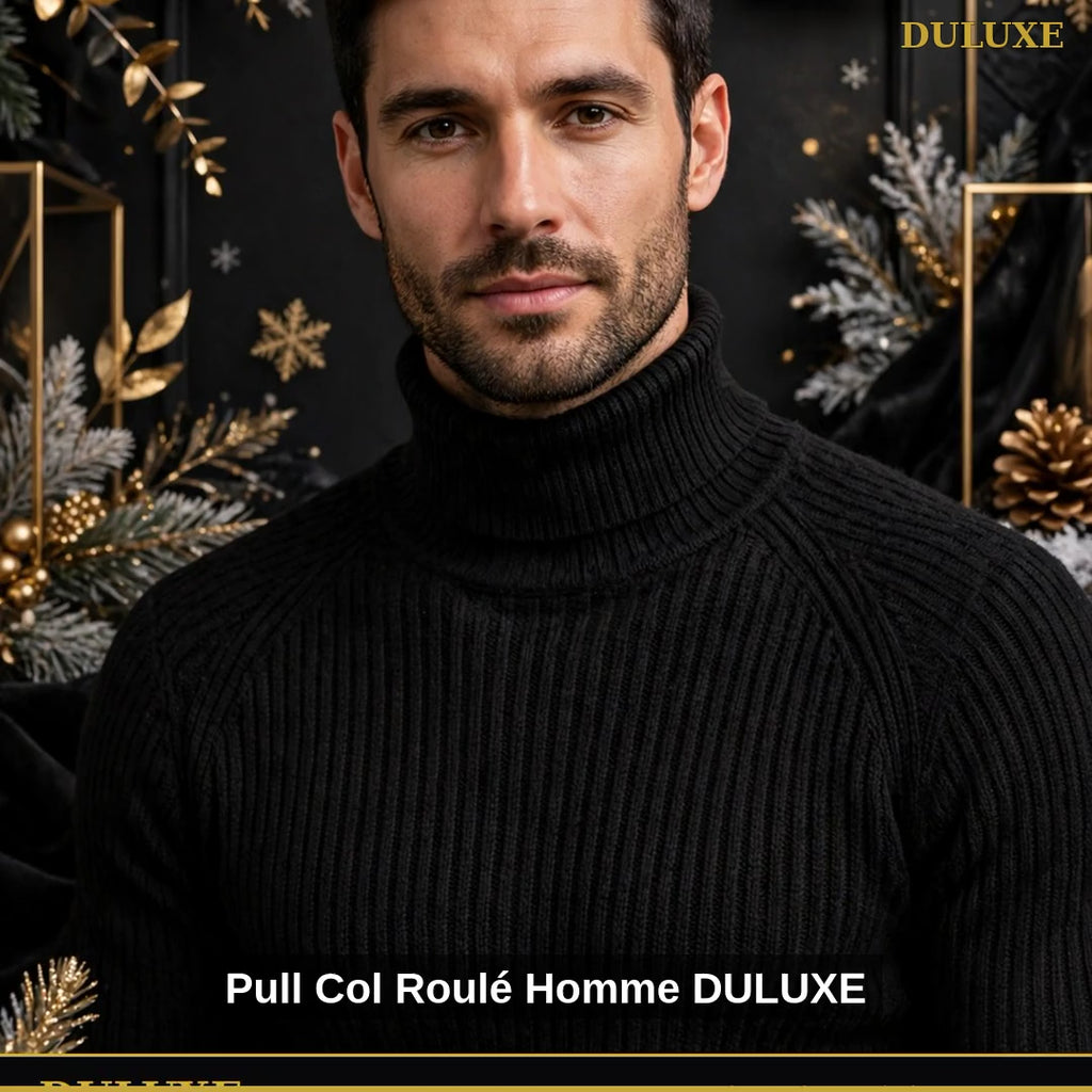 Vidéo démo du pull col roulé pour homme DULUXE en maille côtelée chaude, en français