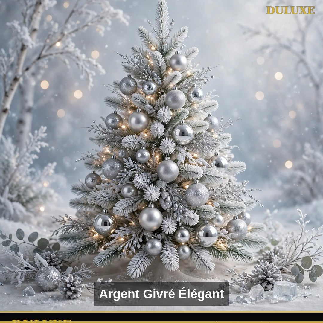 Vidéo démo des boules de Noël incassables DULUXE : sécuritaires enfants et animaux, Argent Givré, en français