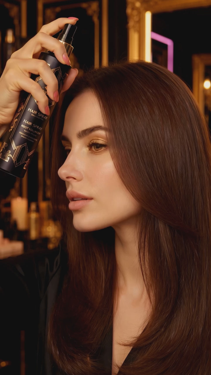 Vidéo démo DULUXE – application du Spray Volumisant sur cheveux fins, résultat volume et brillance