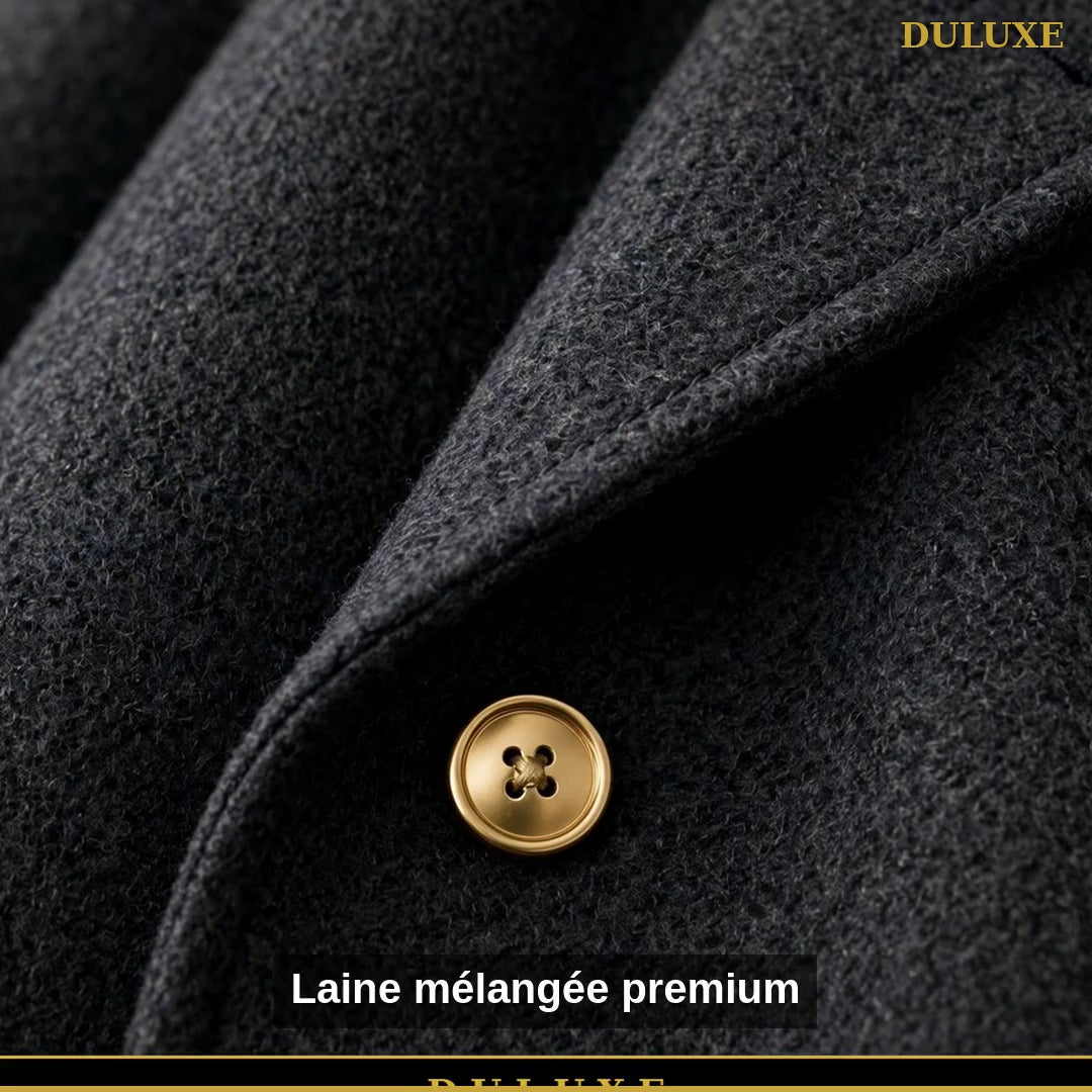 Vidéo détails du manteau structuré pour homme DULUXE : laine mélangée, doublure et coloris