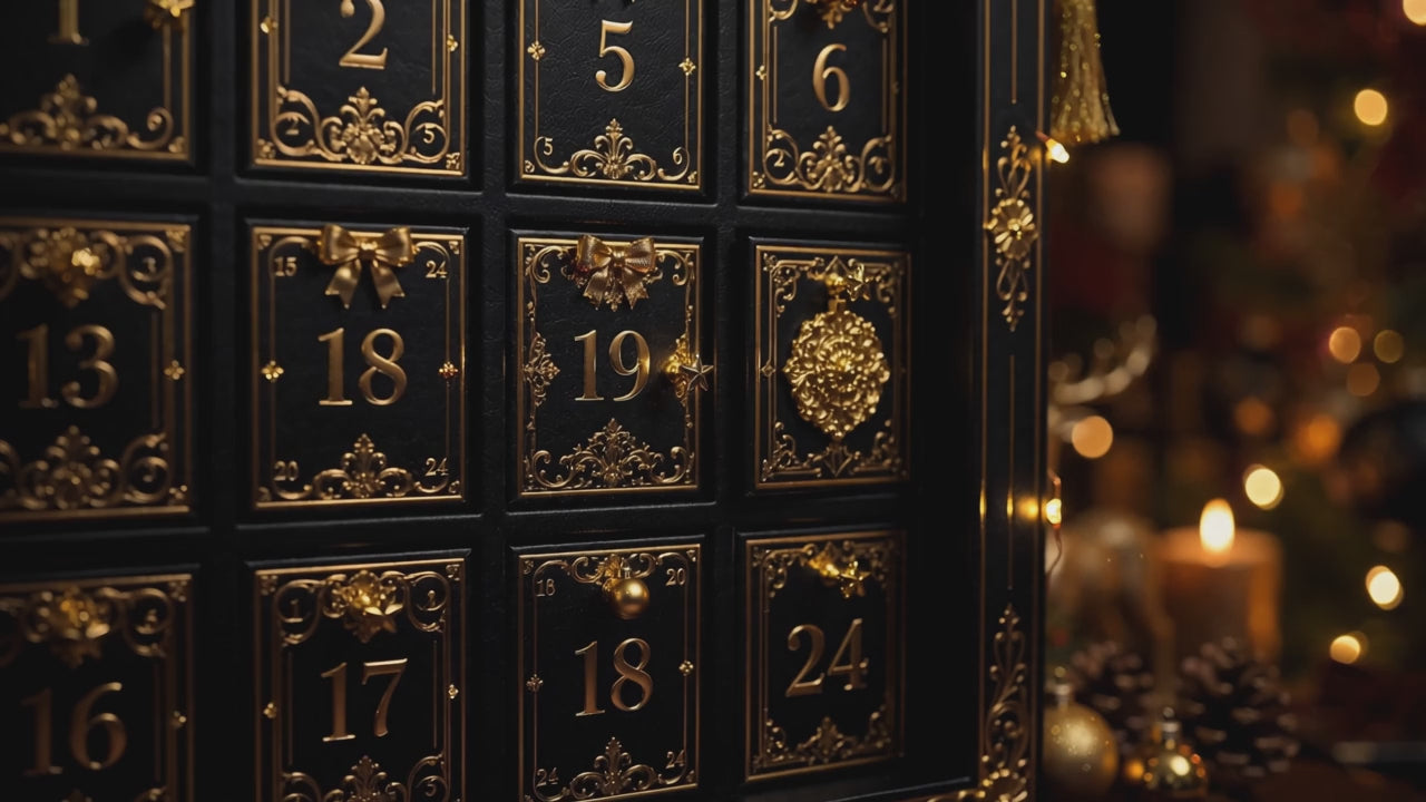 Vidéo lente du Calendrier de l'Avent illuminé près du sapin de Noël
