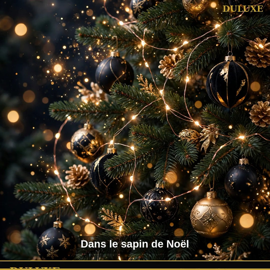 Vidéo démo de la guirlande fil de cuivre DULUXE : sapin de Noël, ambiance chambre douce, variantes blanc chaud et multicolore, en français