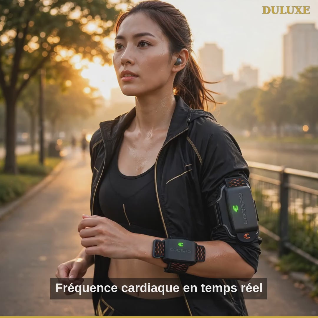 Vidéo démo du brassard cardiaque connecté DULUXE : course et zones d'entraînement en français