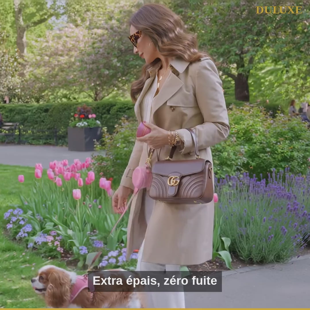 Vidéo démo des sacs à déjections extra épais DULUXE : promenade et ouverture facile en français