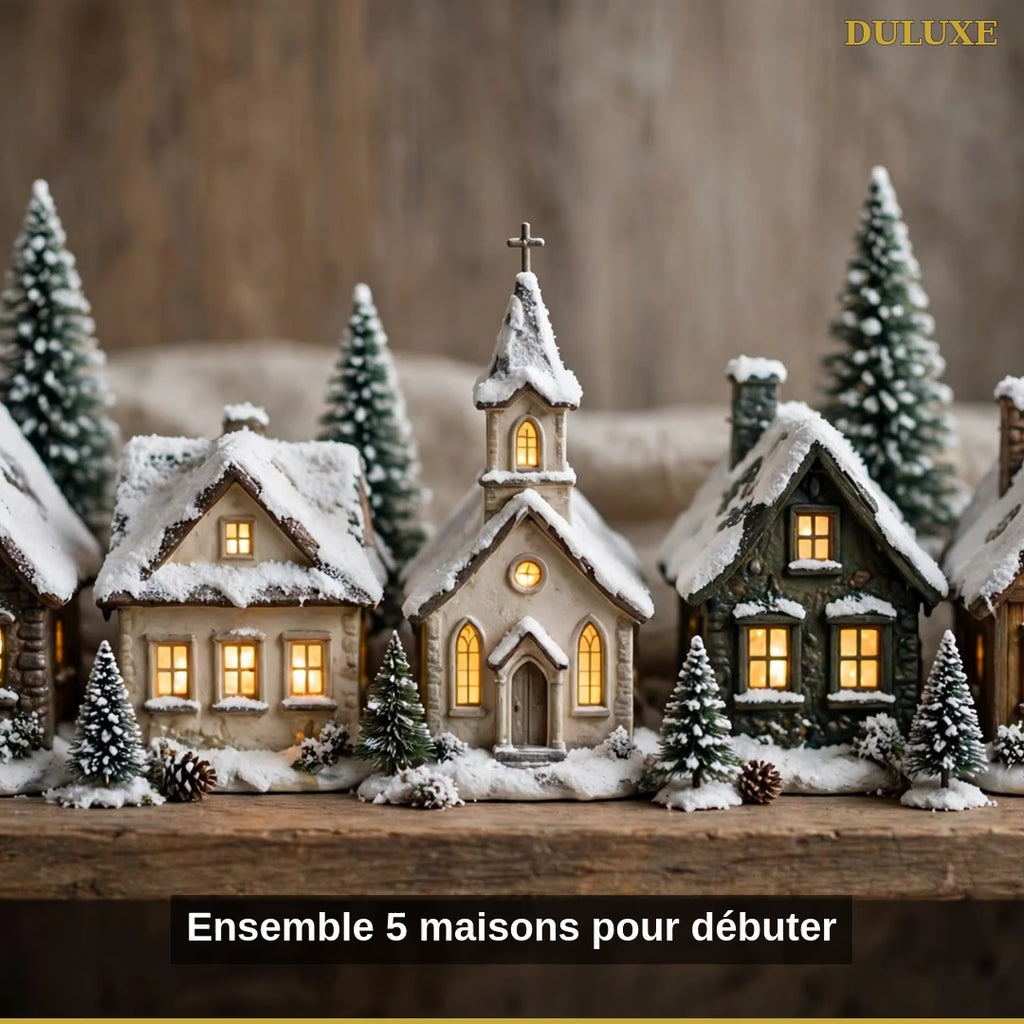 Vidéo démo du Village de Noël DULUXE : ensembles 5 ou 8 maisons, décoration féerique et idée cadeau, en français