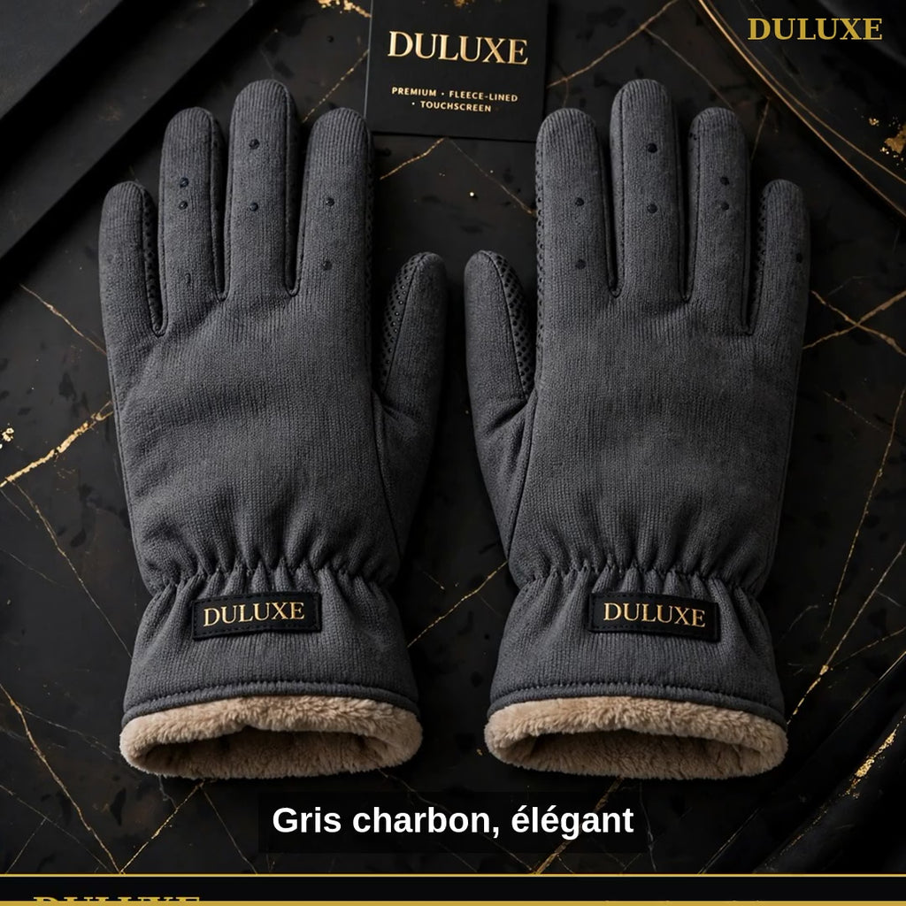 Vidéo démo des gants tactiles homme DULUXE : poignet coupe-vent, gris charbon et prix de lancement, en français