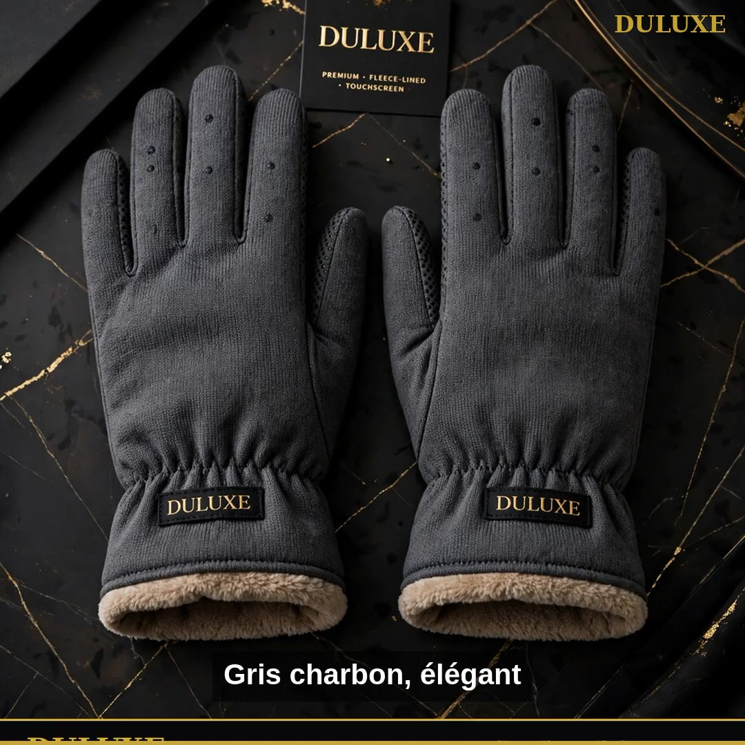 Vidéo démo des gants tactiles homme DULUXE : poignet coupe-vent, gris charbon et prix de lancement, en français