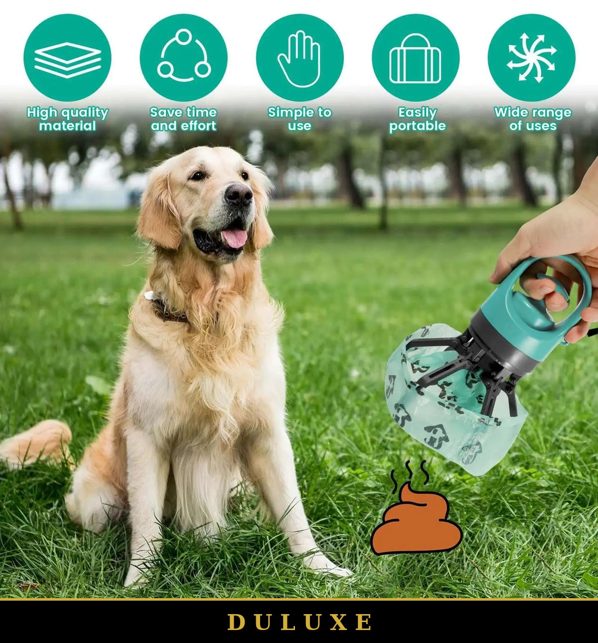 Ramasse-crottes portable en promenade avec un chien
