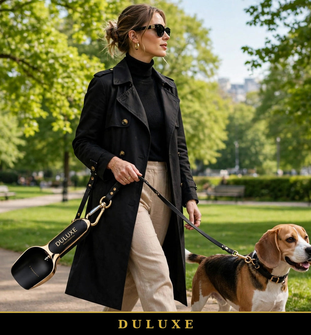 Promenade élégante avec un beagle et ramasse-crottes portable DULUXE