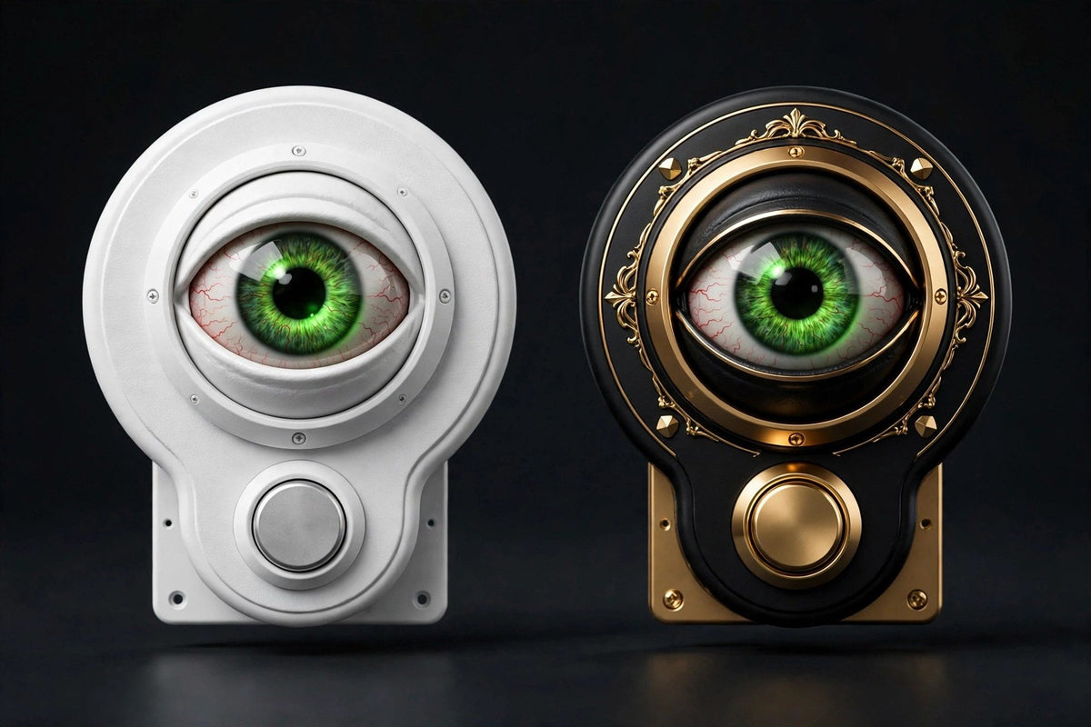 Sonnettes d'Halloween à œil animé : coloris blanc et noir doré