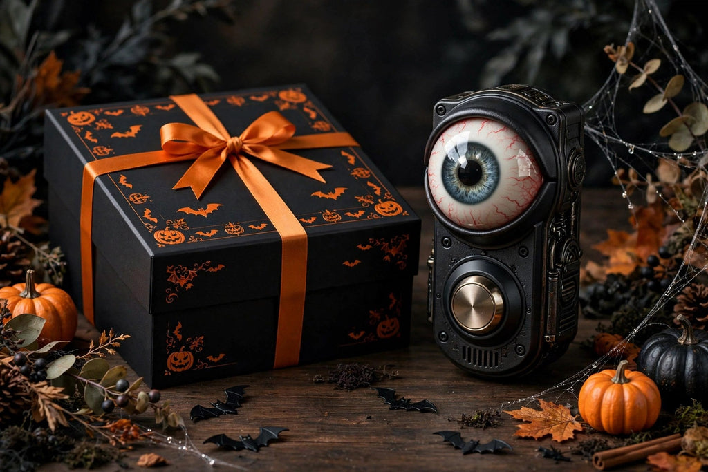 Sonnette d'Halloween à œil animé dans son emballage cadeau
