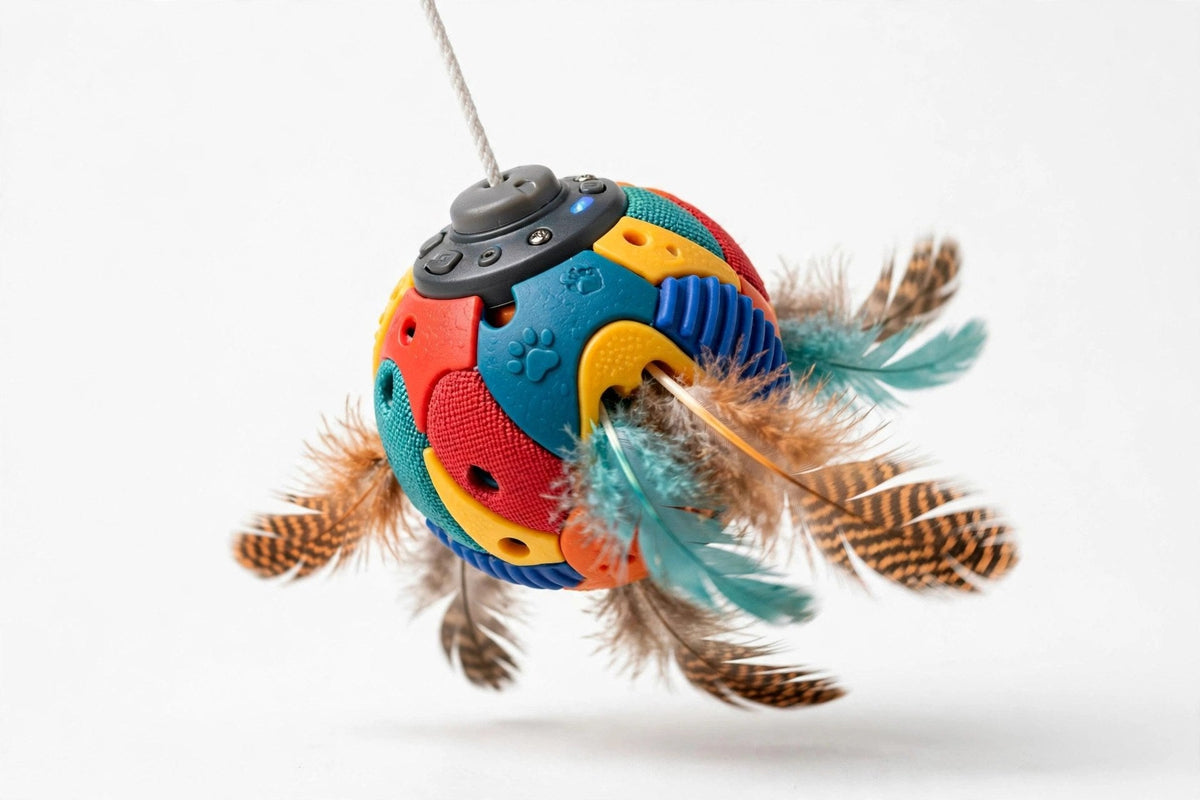 Jouet yo-yo automatique pour chat suspendu à un fil